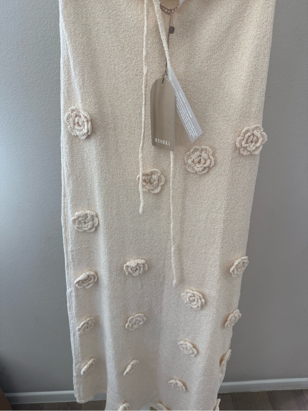 MESHKI Suki Knit Maxi Dress With Flowers - Nude - Picture 8 of 12